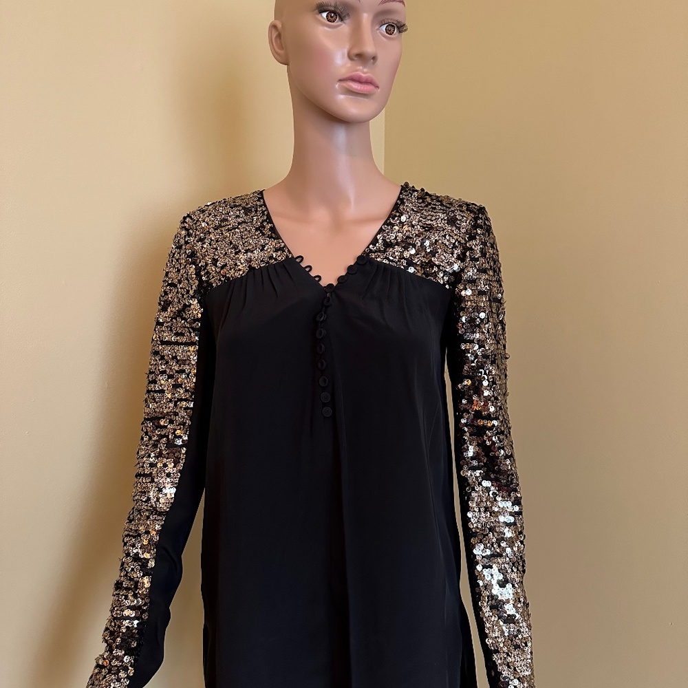 BCBGMAXAZRIA Sequin Sleeve Top Size S